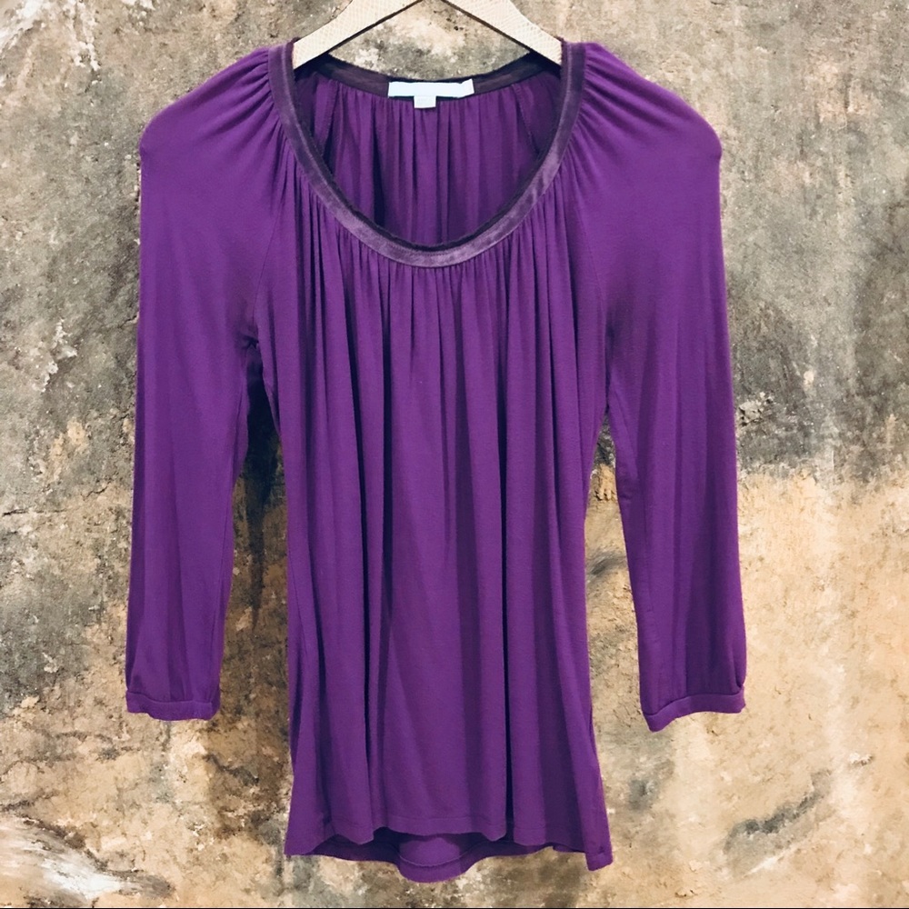 Boden purple modal drape top with velvet neckline